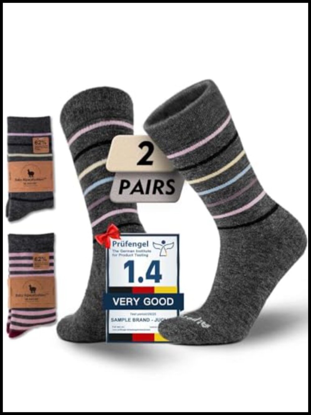 Alpaca Wool Heavyweight Crew Socks 2-Pack Thermal Winter Hiking
